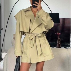 NEW Sass & bide Permanence Short Trench - Tan Beige